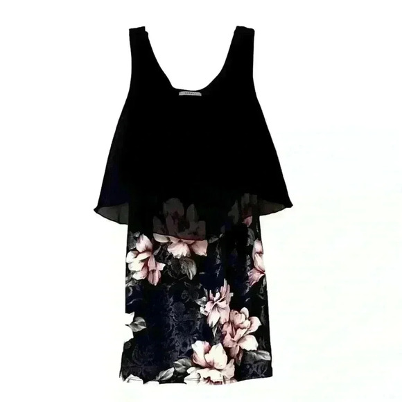 Floral Layered Mesh Cloak Slim Fit Dress - Picture 1 of 4